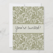 William Morris Thistle Sage Green Pattern 招待状 (正面)