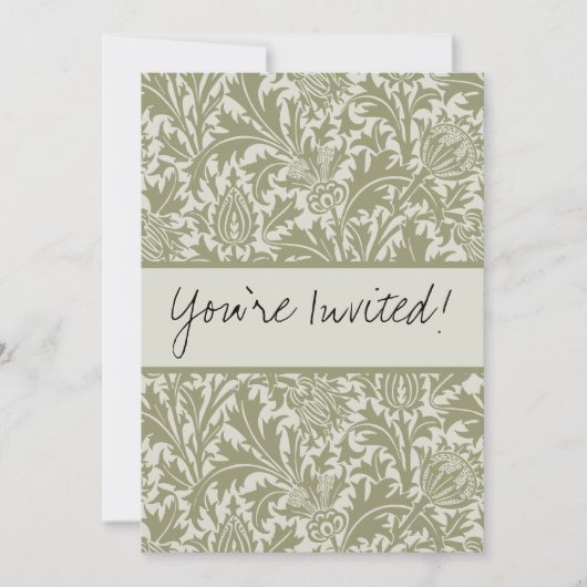 William Morris Thistle Sage Green Pattern 招待状 (正面)