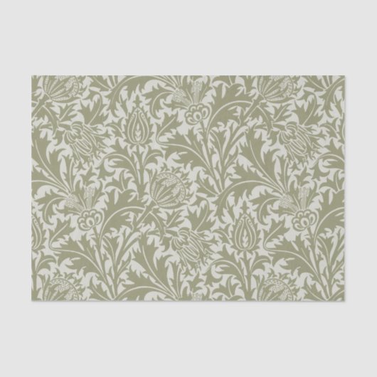 William Morris Thistle Sage Green Pattern 薄葉紙 (正面)