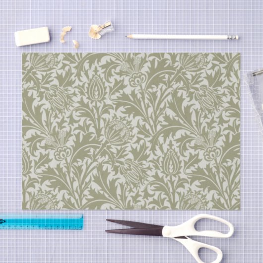 William Morris Thistle Sage Green Pattern 薄葉紙 (クラフト)