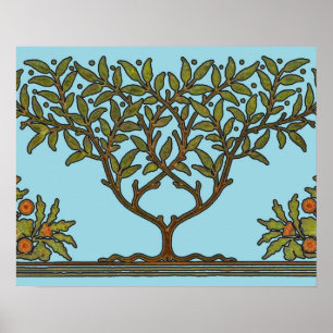 William Morris Tree Frieze Floral Wallpaper ポスター