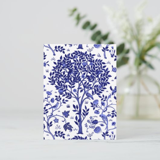 William Morris Tree of Life, Cobalt Blue and White ポストカード (スタンド正面)