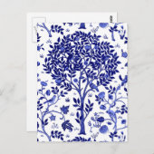 William Morris Tree of Life, Cobalt Blue and White ポストカード (正面/裏面)