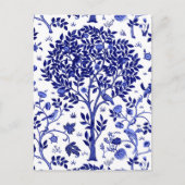 William Morris Tree of Life, Cobalt Blue and White ポストカード (正面)