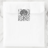 William Morris Tree of Life Pattern, Black & White スクエアシール (バッグ)