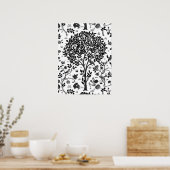 William Morris Tree of Life Pattern, Black & White ポスター (キッチン)