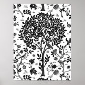 William Morris Tree of Life Pattern, Black & White ポスター (正面)