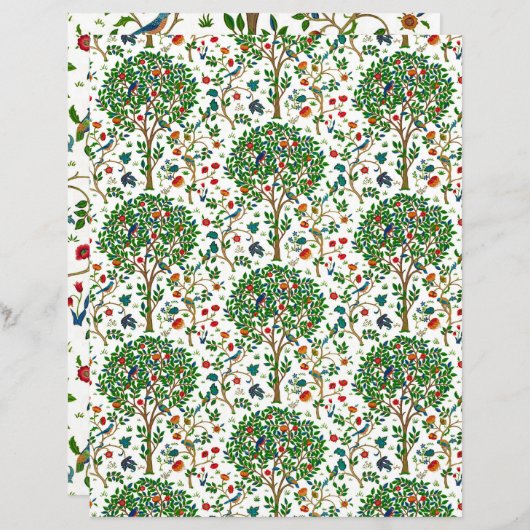 William Morris Tree of Life Pattern, Green & 数々の. (正面/裏面)