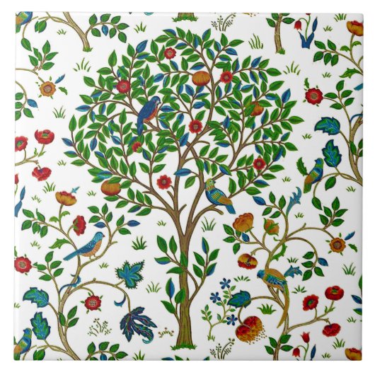 William Morris Tree of Life Pattern, Green & 数々の. タイル (正面)