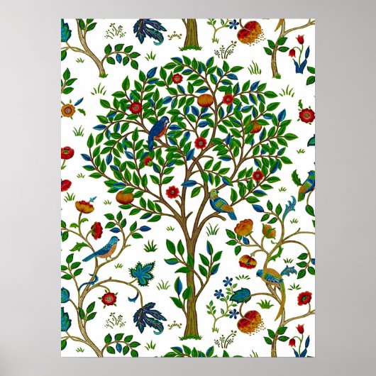 William Morris Tree of Life Pattern, Green & 数々の. ポスター (正面)