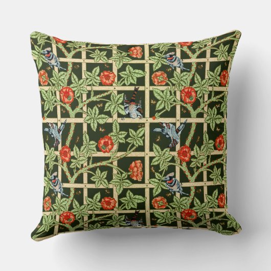 William Morris Trellis Pattern in Green クッション (裏面)