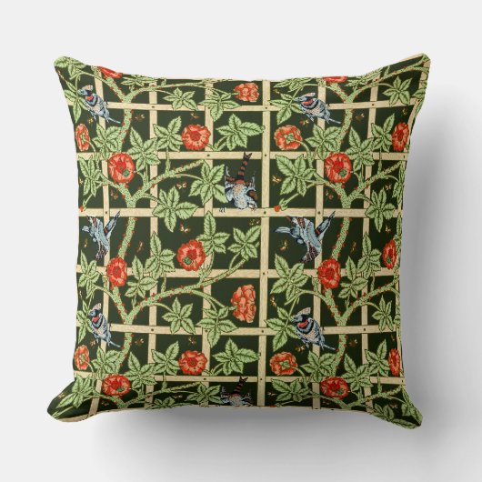 William Morris Trellis Pattern in Green クッション (正面)