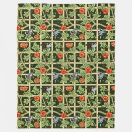 William Morris Trellis Pattern in Green フリースブランケット