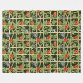 William Morris Trellis Pattern in Green フリースブランケット (正面(横))