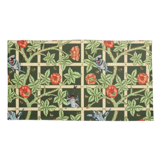 William Morris Trellis Pattern in Green 枕カバー (裏面)