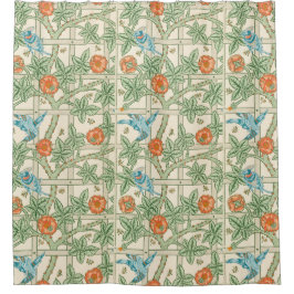 William Morris Trellis Victorian Wallpaper シャワーカーテン