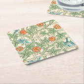 William Morris Trellis Victorian Wallpaper スクエアペーパーコースター (アングル)