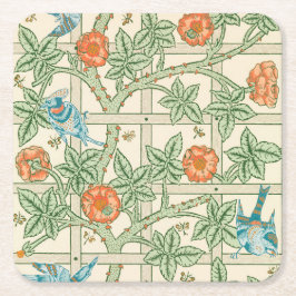 William Morris Trellis Victorian Wallpaper スクエアペーパーコースター