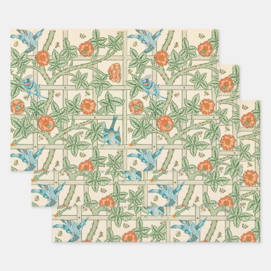 William Morris Trellis Victorian Wallpaper ラッピングペーパーシート (セット)