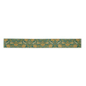 William Morris Tudor Rose Pattern Blue Golden サテンリボン (正面)