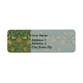 William Morris Tudor Rose Pattern Blue Golden ラベル (正面)