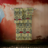 William * Morris Tulipとバラ金ゴールドレッド バスタオルセット