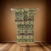 William * Morris Tulipとバラ金ゴールドレッド バスタオルセット