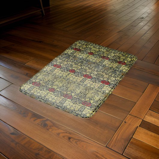 William * Morris Tulipとバラ金ゴールドレッド バスマット