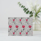 William Morris Tulip Damask、グレーと赤のはがき ポストカード (スタンド正面)