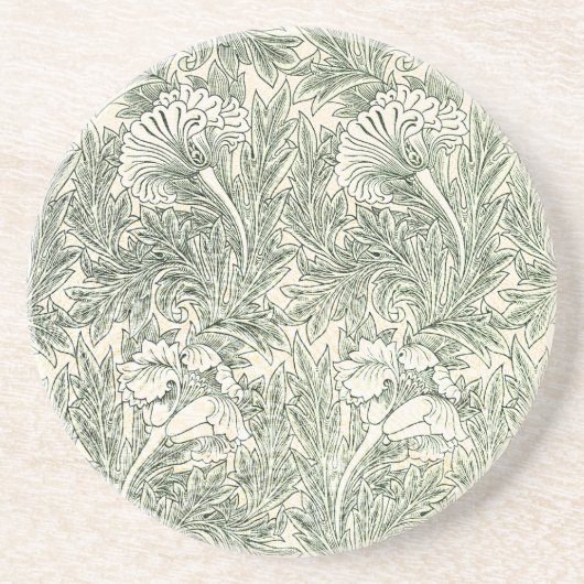 William Morris Tulip Wallpaper Classic Green コースター (正面)