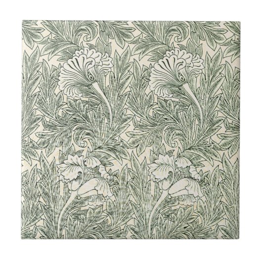 William Morris Tulip Wallpaper Classic Green タイル (正面)