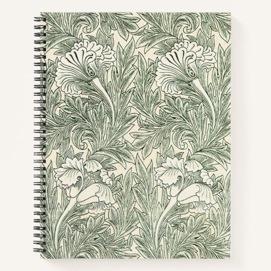 William Morris Tulip Wallpaper Classic Green ノートブック (正面)