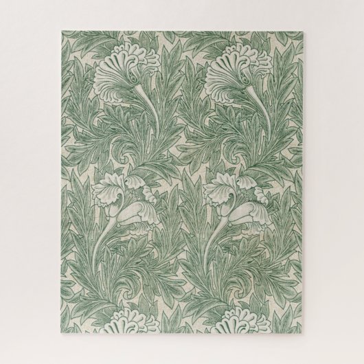 william morris tulip wallpaper textile green ジグソーパズル (縦)