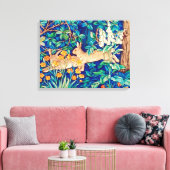 William Morris "Two Hares" – ワイルドウサギ キャンバスプリント (インサイチュ (リビング))