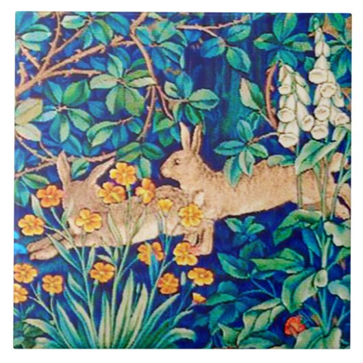 William Morris "Two Hares" – ワイルドウサギ タイル (正面)