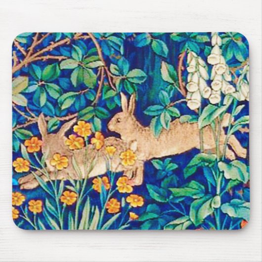 William Morris "Two Hares" – 森のウサギ マウスパッド (正面)
