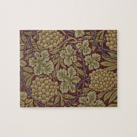 William Morris Vine Grape Red Green Art ジグソーパズル (横)