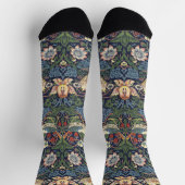 William Morris Vintage Strawberry Thief Pattern ソックス (上部)