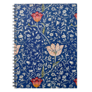 William Morris Vintage Tulip Floral Indigo Pattern ノートブック