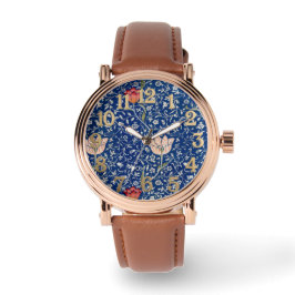 William Morris Vintage Tulip Floral Indigo Pattern 腕時計