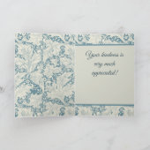 William Morris Wallflower floral blue damask カード (内部)