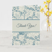 William Morris Wallflower floral blue damask カード (黄色い花)