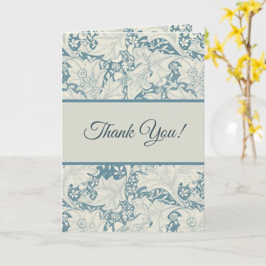 William Morris Wallflower floral blue damask  カード (黄色い花)