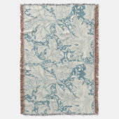 William Morris Wallflower floral blue damask  スローブランケット (正面縦)