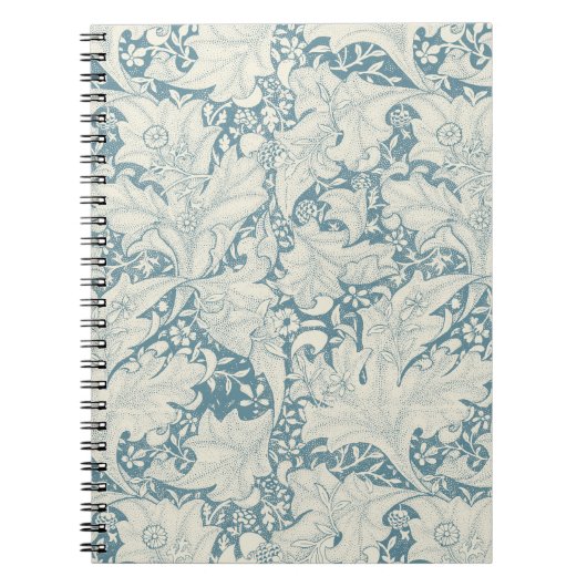 William Morris Wallflower floral blue damask ノートブック (正面)
