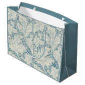 William Morris Wallflower floral blue damask ラージペーパーバッグ (裏面アングル)