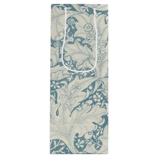 William Morris Wallflower floral blue damask ワインギフトバッグ (正面)