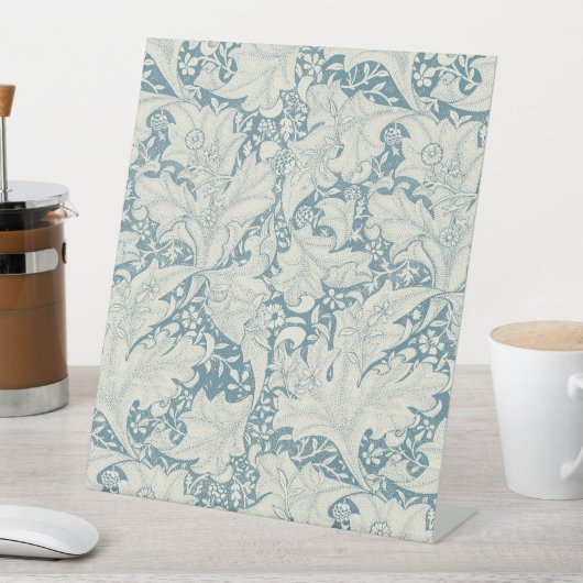 William Morris Wallflower floral blue damask  台座サイン (インサイチュ)