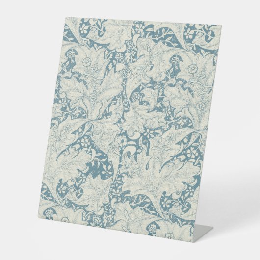 William Morris Wallflower floral blue damask  台座サイン (正面)
