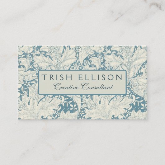 William Morris Wallflower floral blue damask 名刺 (正面)